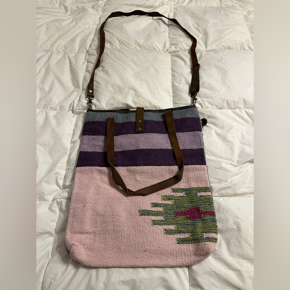Raj Leather & Cotton Boho Bag - NWT